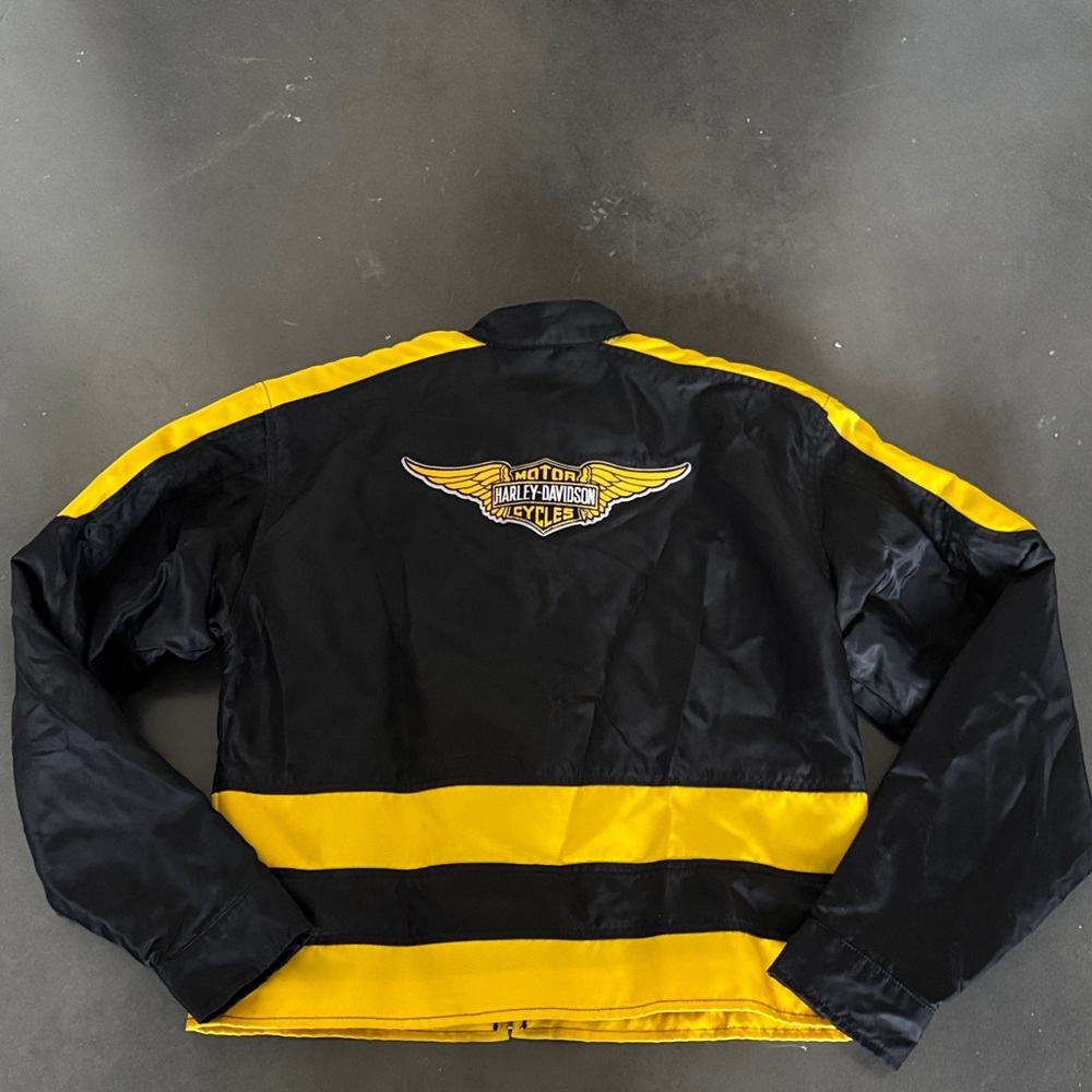 Harley-Davidson Black Yellow Men's Windbreaker Jacket - Picture 3 of 3